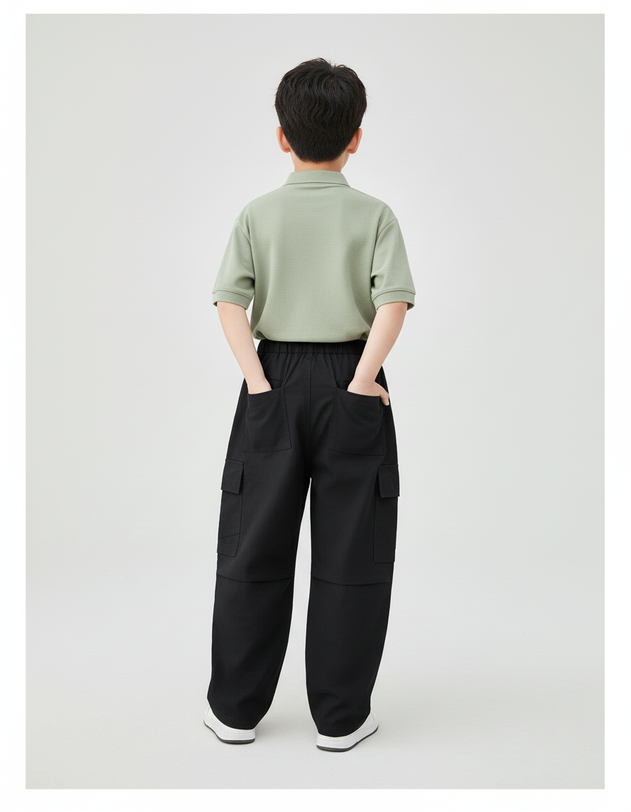 Pantalon Baggy Noir, Ample, Cargo, Coton, Streetwear, Unisexe - Toile - vue 2