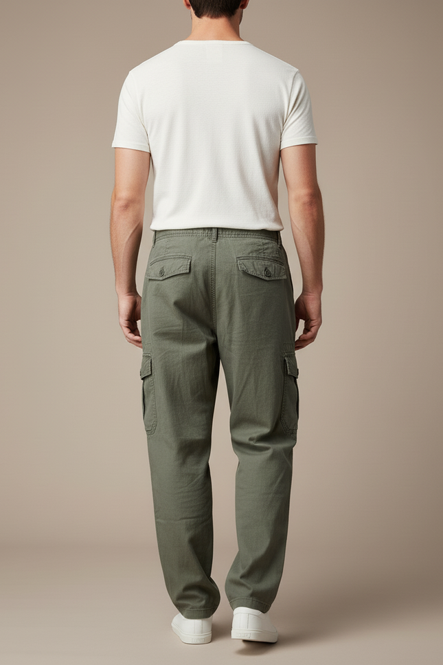 Pantalon Baggy Vert Kaki Coton Cargo Ample - vue 2