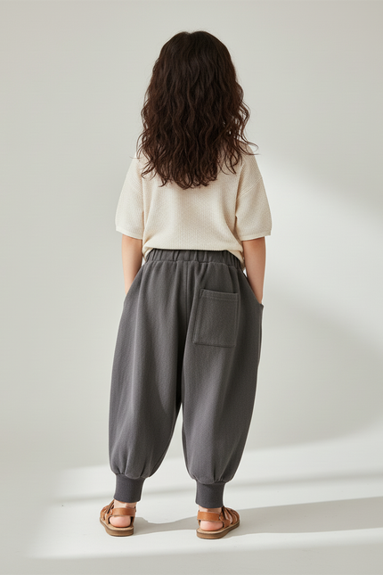 Pantalon Baggy Gris Coton Ample Unisexe Décontracté - Molleton - vue 2