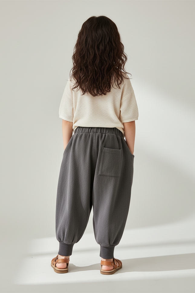 Pantalon Baggy Gris Coton Ample Unisexe Décontracté - Molleton - vue 2