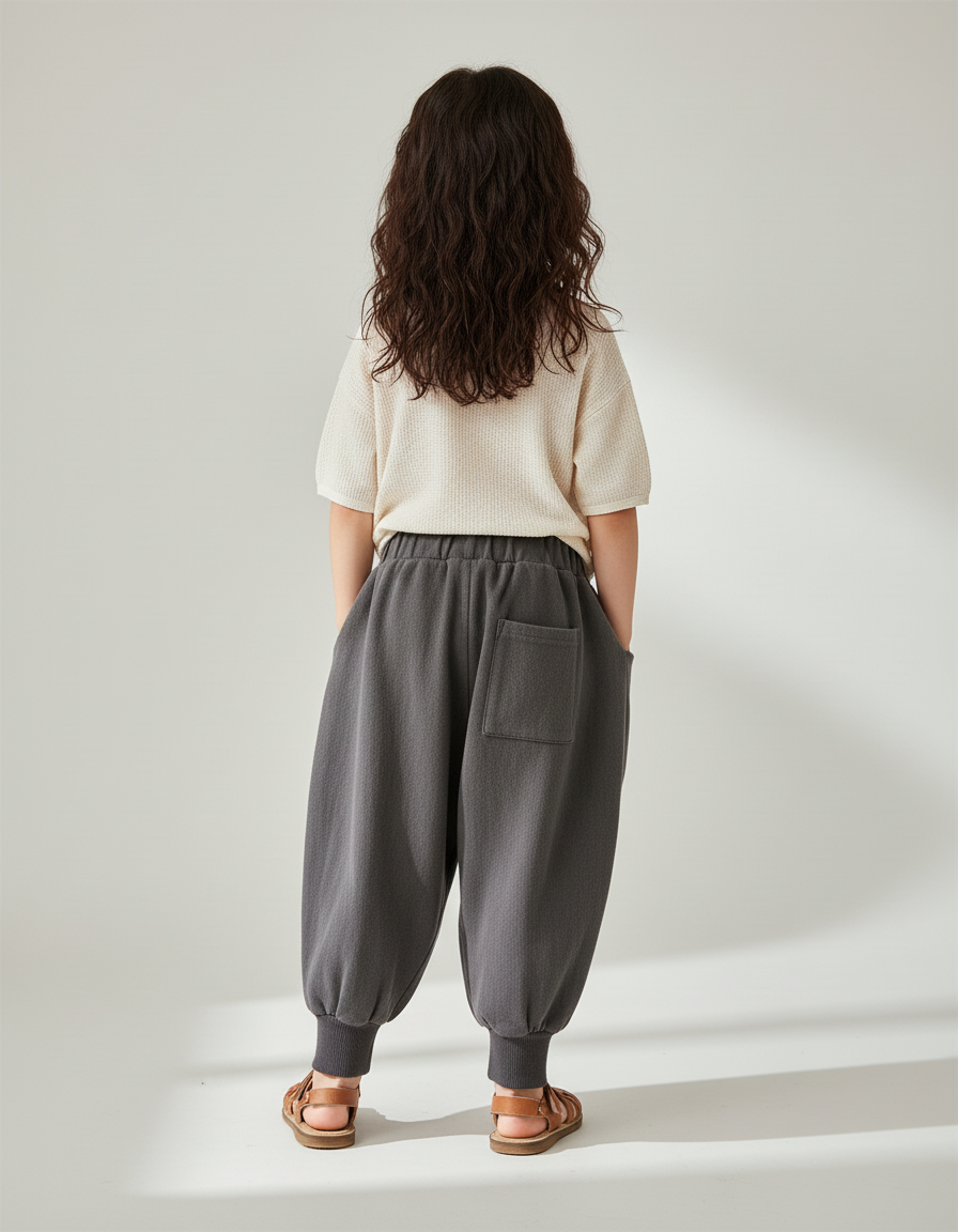 Pantalon Baggy Gris Coton Ample Unisexe Décontracté - Molleton - vue 2