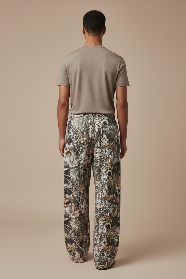 Pantalon Baggy Camouflage Ample Cordon Décontracté Homme - Multicolore Molleton - vue 2