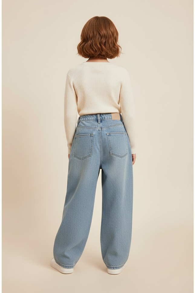 Pantalon Baggy Jean Bleu Ample Confort Décontracté - vue 2