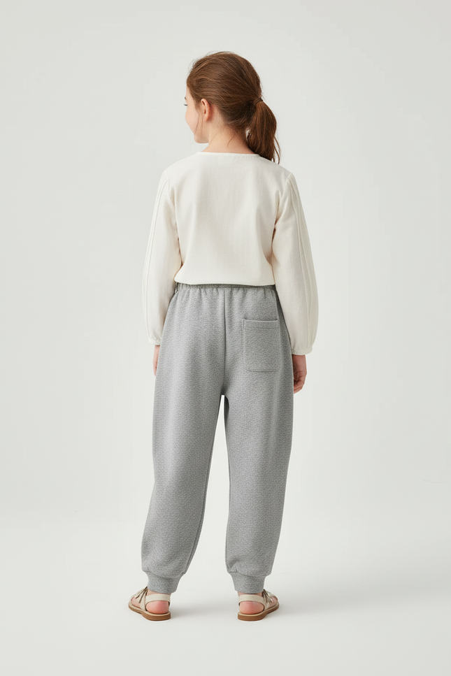 Pantalon Baggy Gris Molletonné Logo Confortable Enfant - vue 2