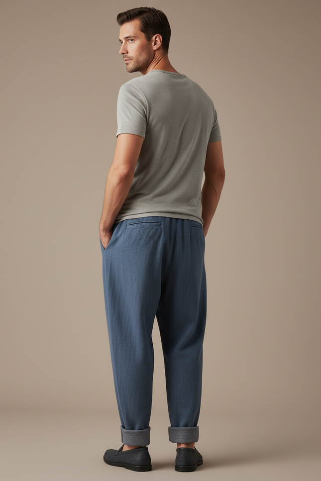Pantalon Baggy Bleu Coton Ample Décontracté Homme - Molleton - vue 2