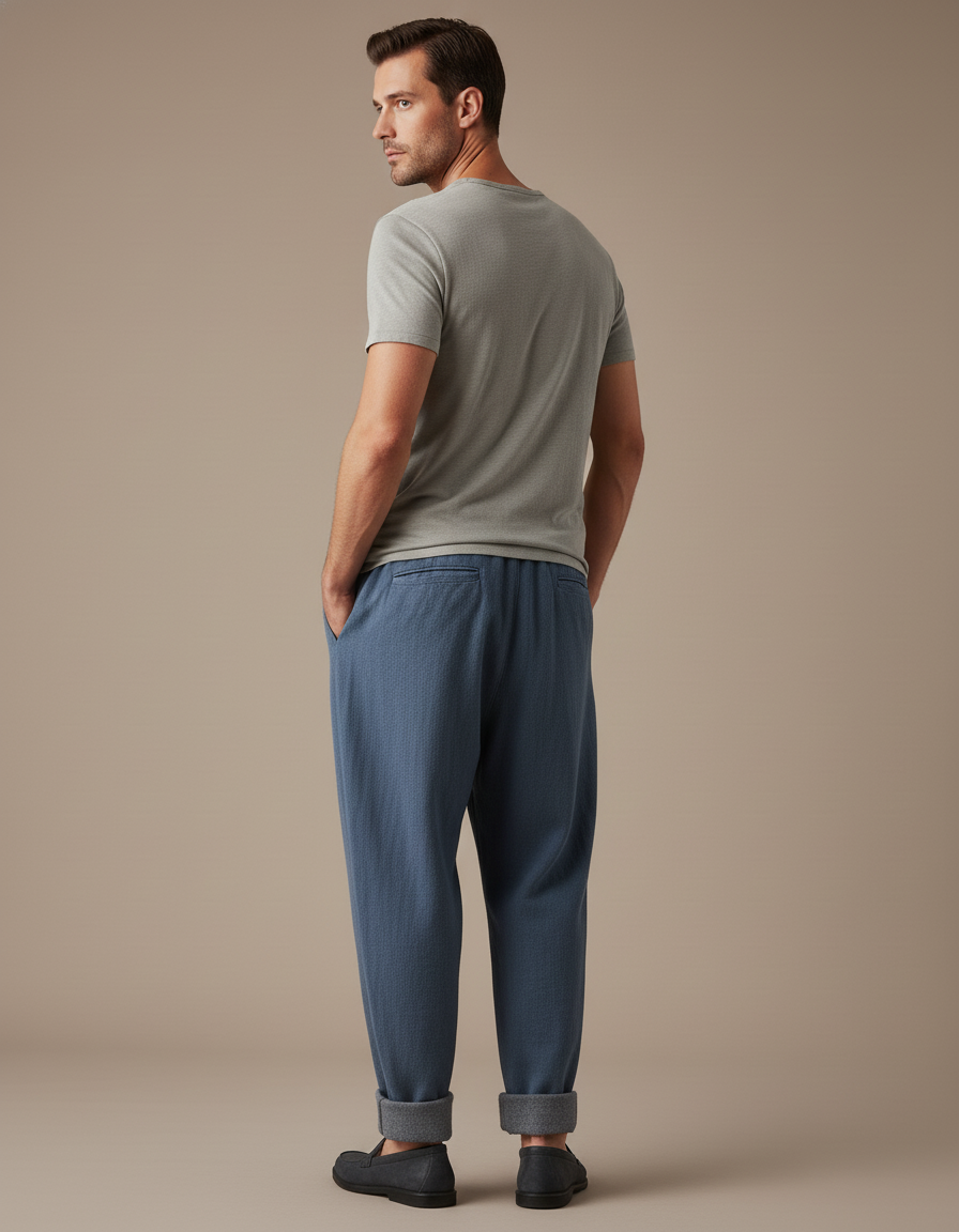 Pantalon Baggy Bleu Coton Ample Décontracté Homme - Molleton - vue 2