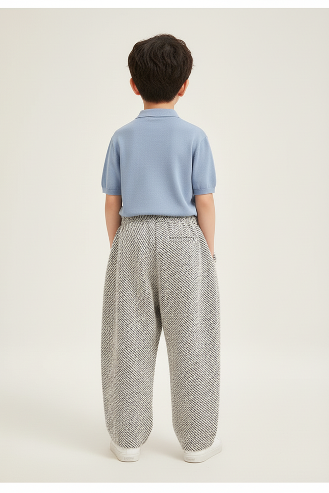 Pantalon Baggy Tweed Noir Blanc Ample Enfant - Multicolore - vue 2