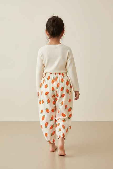 Pantalon Baggy Coton Imprimé Fraise Ample Rayé Enfant - vue 2
