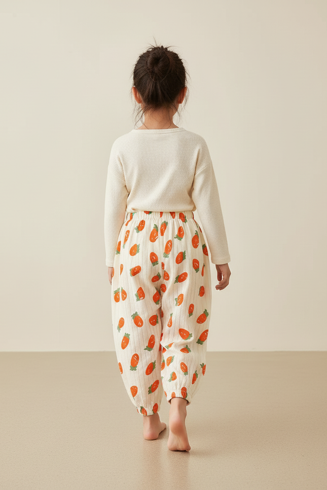 Pantalon Baggy Coton Imprimé Fraise Ample Rayé Enfant - vue 2
