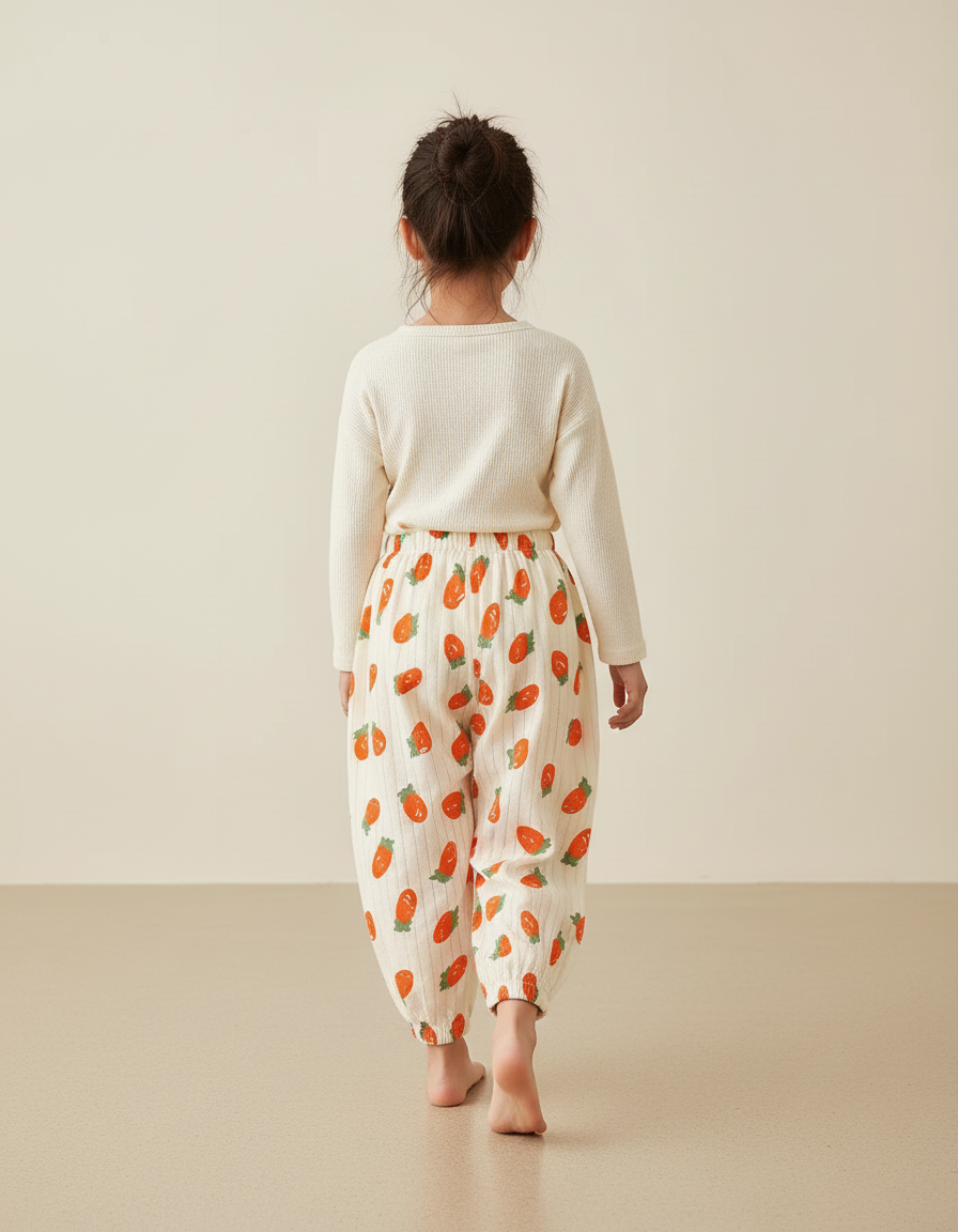 Pantalon Baggy Coton Imprimé Fraise Ample Rayé Enfant - vue 2