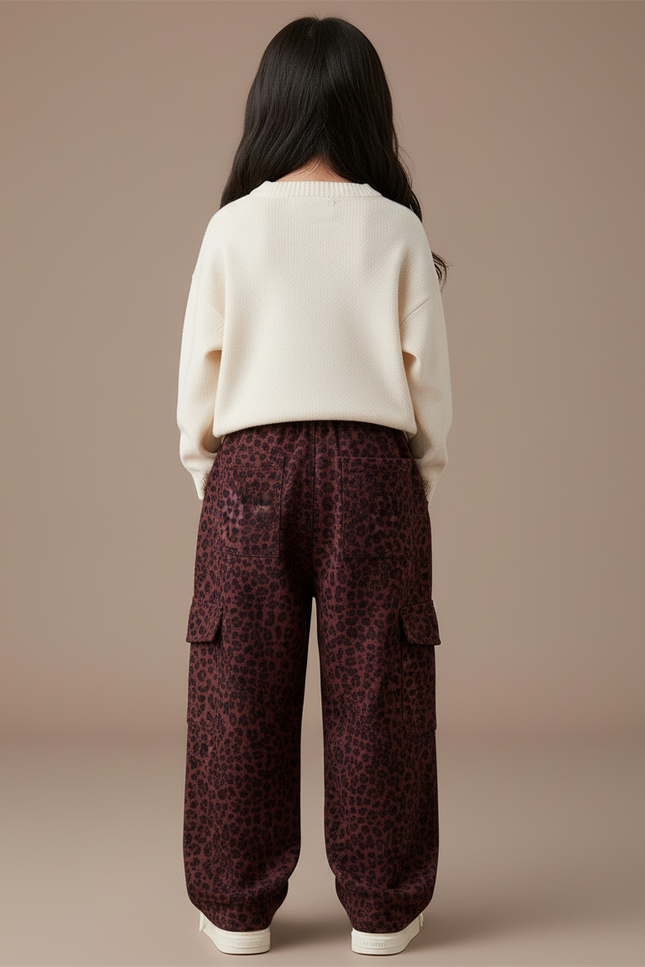 Pantalon Leopard Baggy - Bordeaux Molleton - vue 2