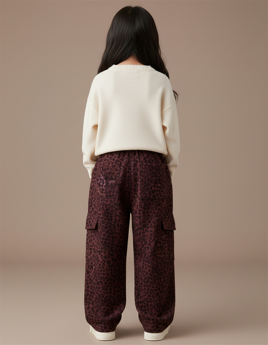 Pantalon Leopard Baggy - Bordeaux Molleton - vue 2