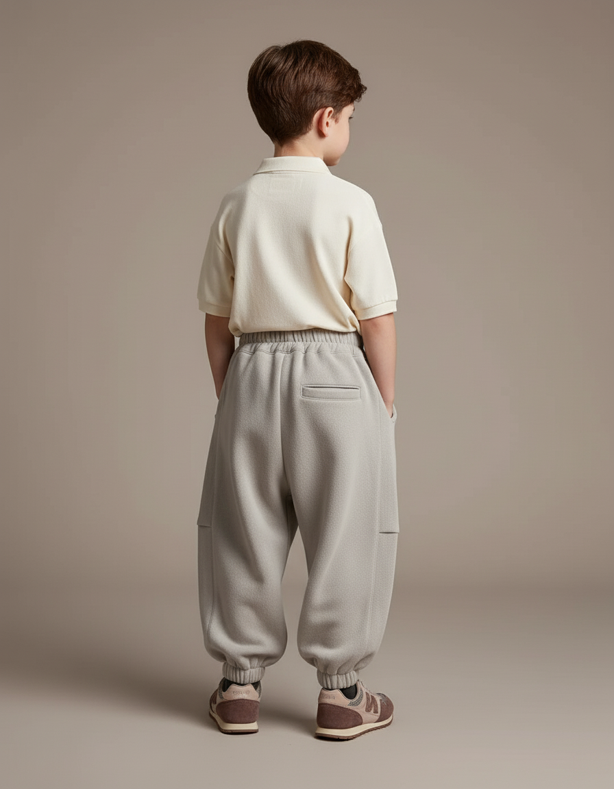 Pantalon Baggy Gris Ample Molletonné Épais Enfant - vue 2