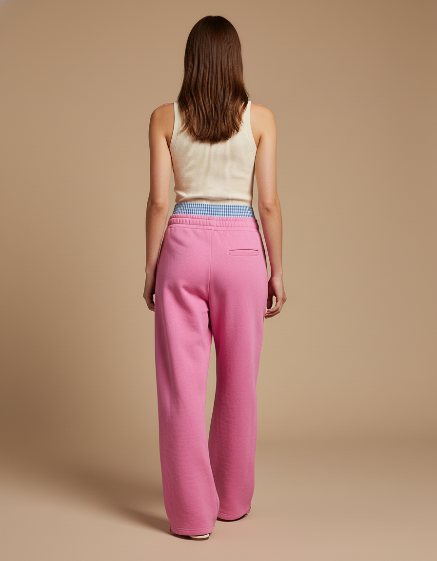 Pantalon Baggy Rose Fluide Ample Décontracté Femme - Molleton - vue 2