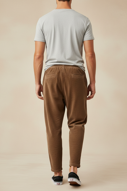 Pantalon Baggy Marron Côtelé Ample Décontracté Homme - Cordé - vue 2