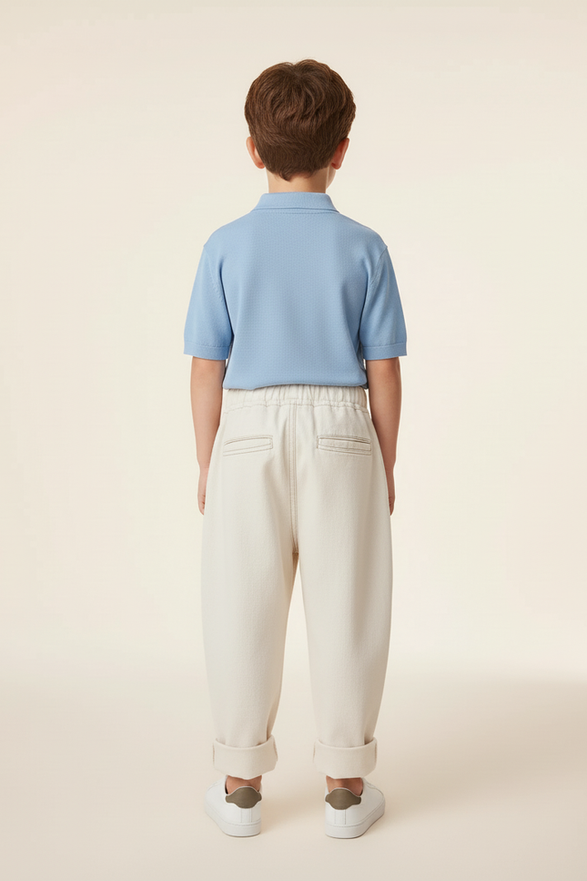 Pantalon Baggy Garçon Beige Jogging - Toile - vue 2