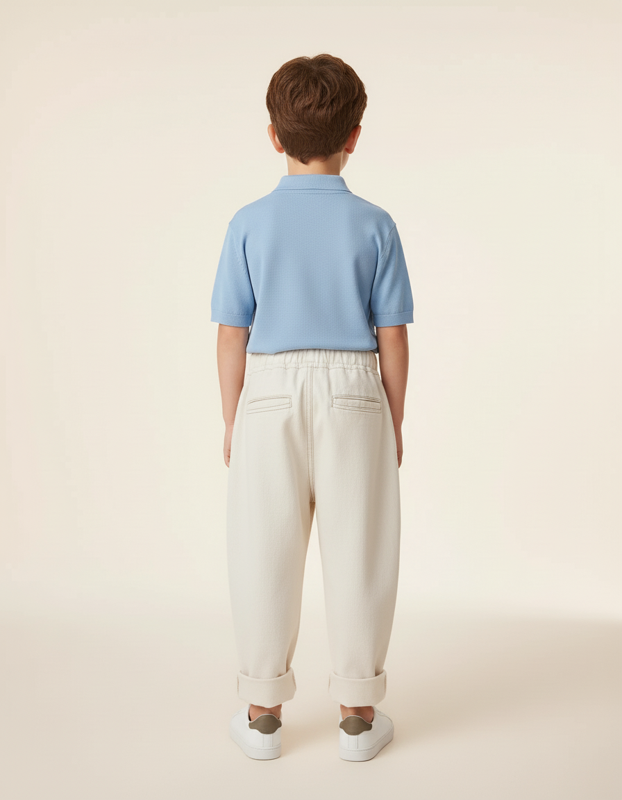 Pantalon Baggy Garçon Beige Jogging - Toile - vue 2