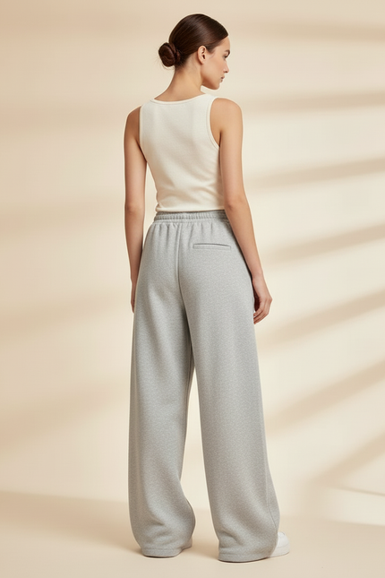 Pantalon Baggy Gris Ample Molleton Décontracté Sport - vue 2