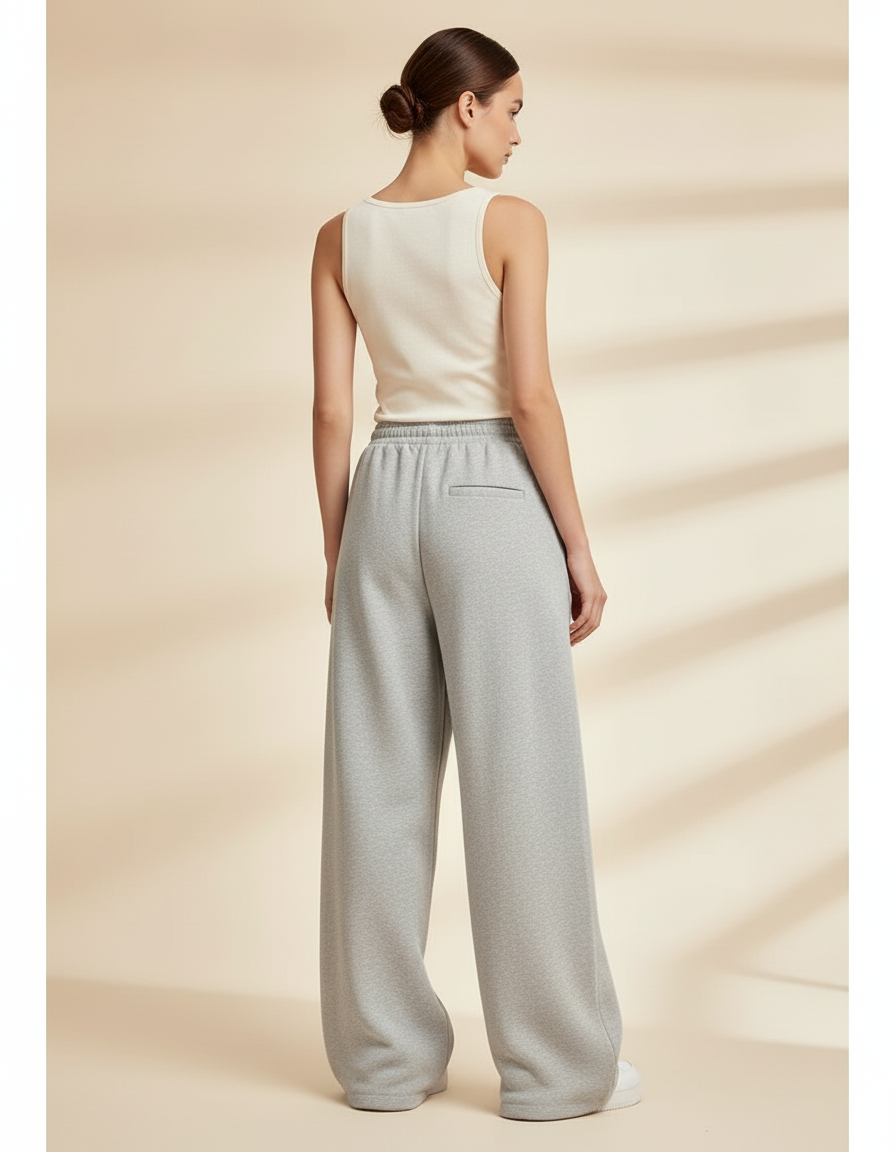 Pantalon Baggy Gris Ample Molleton Décontracté Sport - vue 2