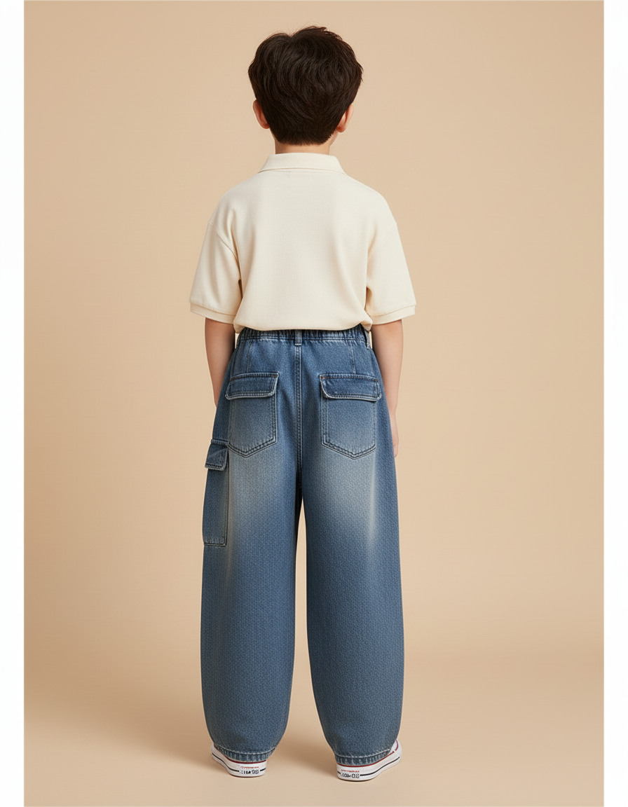 Pantalon Baggy Garçon Bleu Cargo - Jean - vue 2
