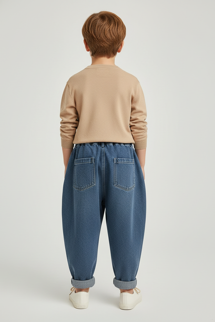 Pantalon Baggy Jean Bleu Enfant Ample Décontracté - vue 2