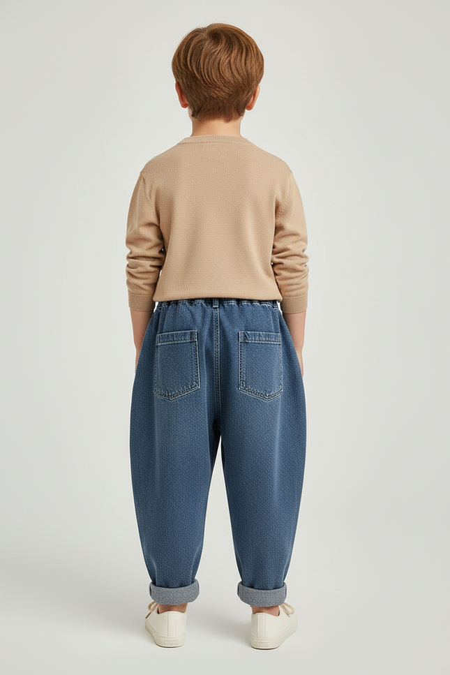 Pantalon Baggy Jean Bleu Enfant Ample Décontracté - vue 2