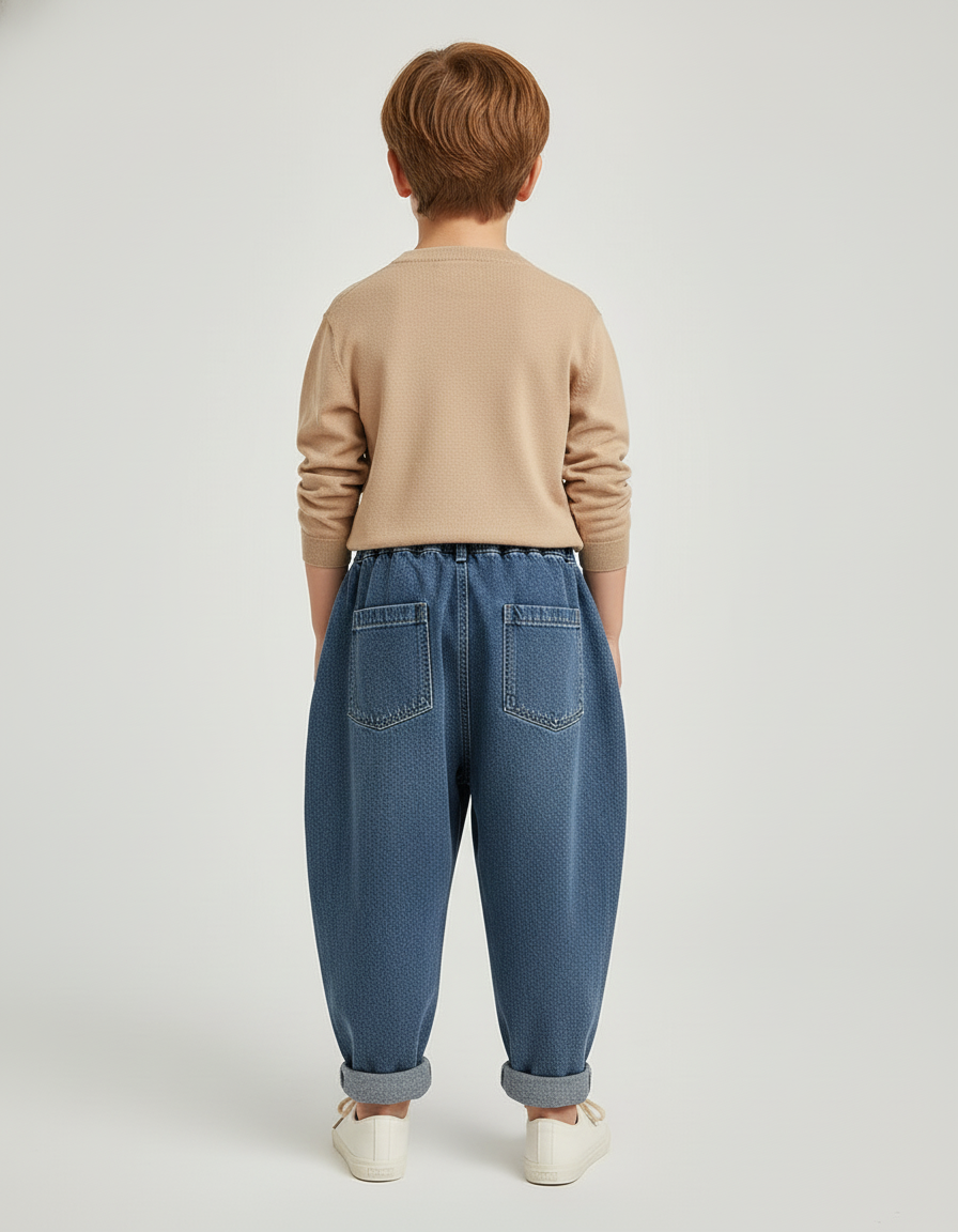 Pantalon Baggy Jean Bleu Enfant Ample Décontracté - vue 2