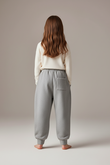 Pantalon Baggy Gris Molletonné Ample Lettre Enfant - vue 2