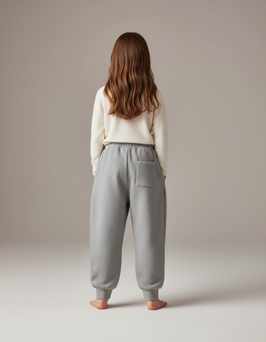 Pantalon Baggy Gris Molletonné Ample Lettre Enfant - vue 2