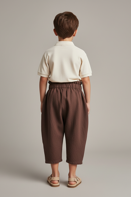 Pantalon Baggy Marron Coton Ample Confortable Enfant - vue 2