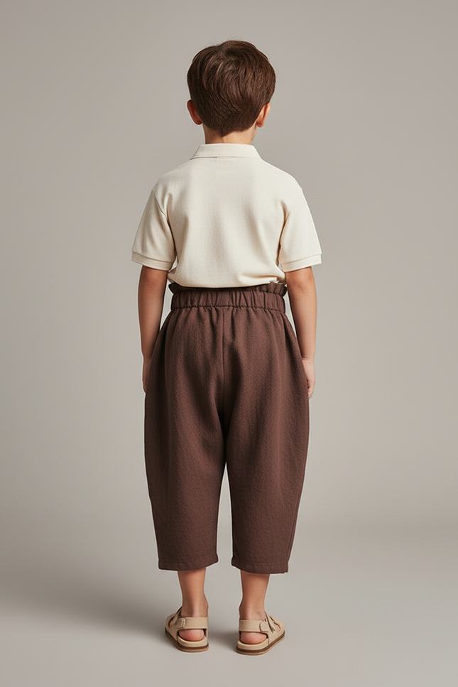 Pantalon Baggy Marron Coton Ample Confortable Enfant - vue 2