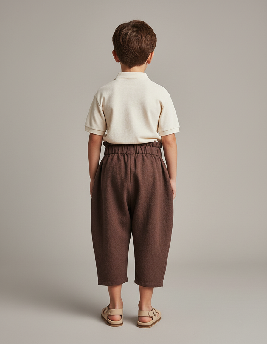 Pantalon Baggy Marron Coton Ample Confortable Enfant - vue 2