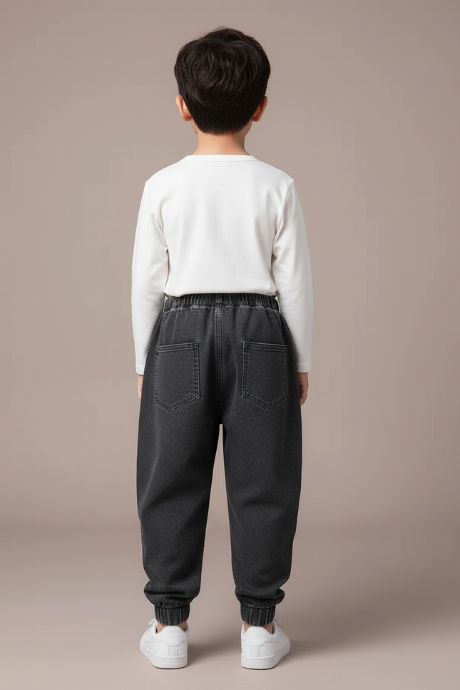 Pantalon Baggy Jean Gris Ample Enfant Côtelé - vue 2