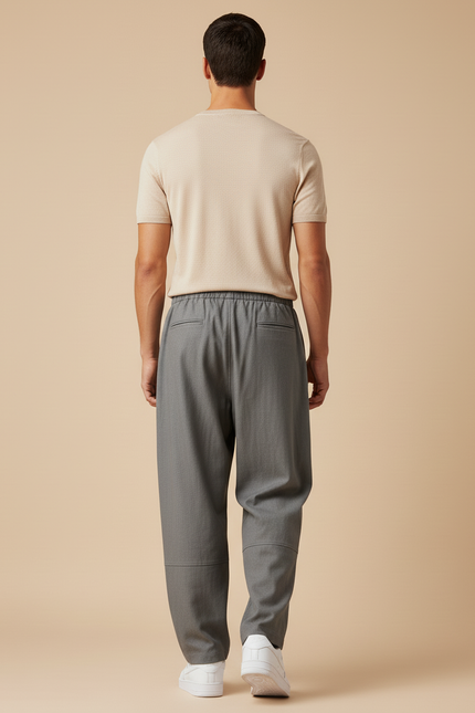 Pantalon Baggy Gris Droit Ample Décontracté Homme - Gabardine - vue 2