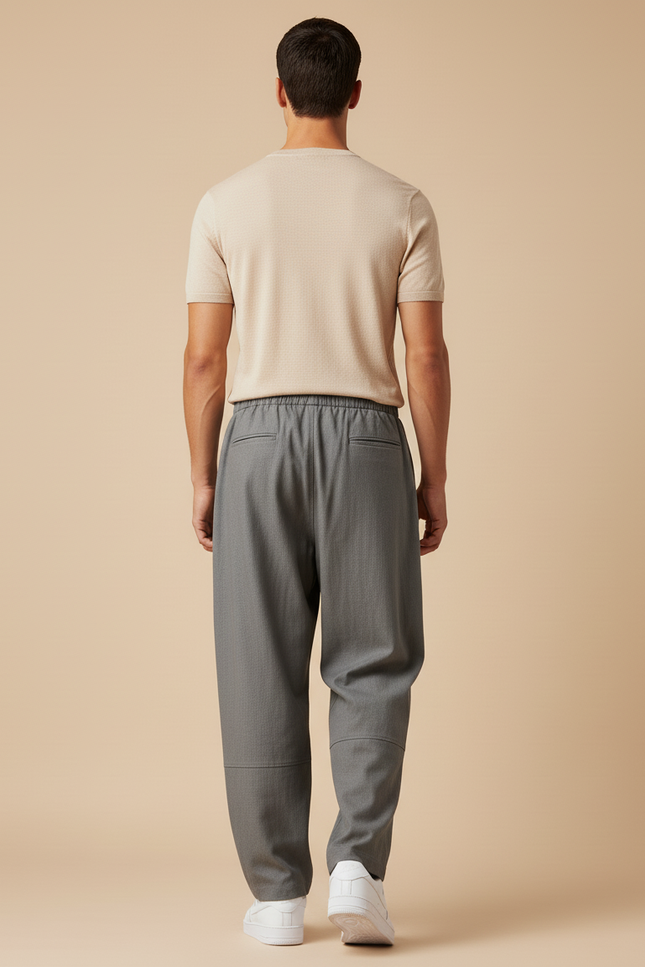 Pantalon Baggy Gris Droit Ample Décontracté Homme - Gabardine - vue 2