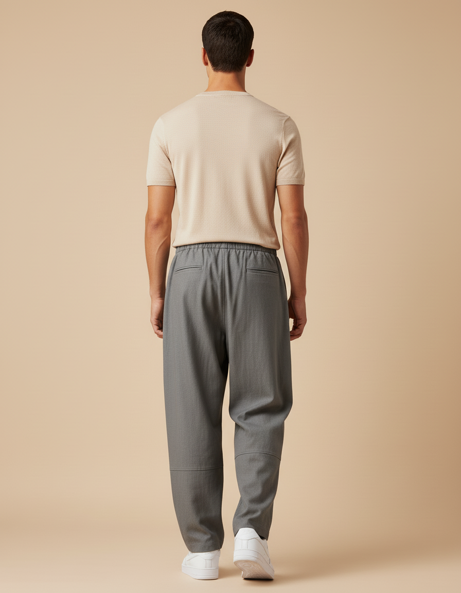 Pantalon Baggy Gris Droit Ample Décontracté Homme - Gabardine - vue 2