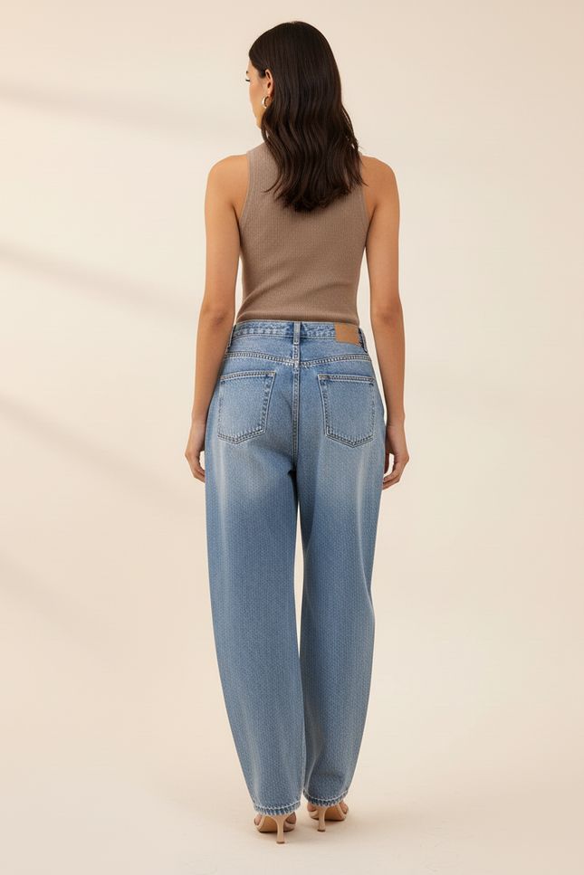 Pantalon Baggy Jean Clair Ample Manga Imprimé Rouge - Bleu - vue 2
