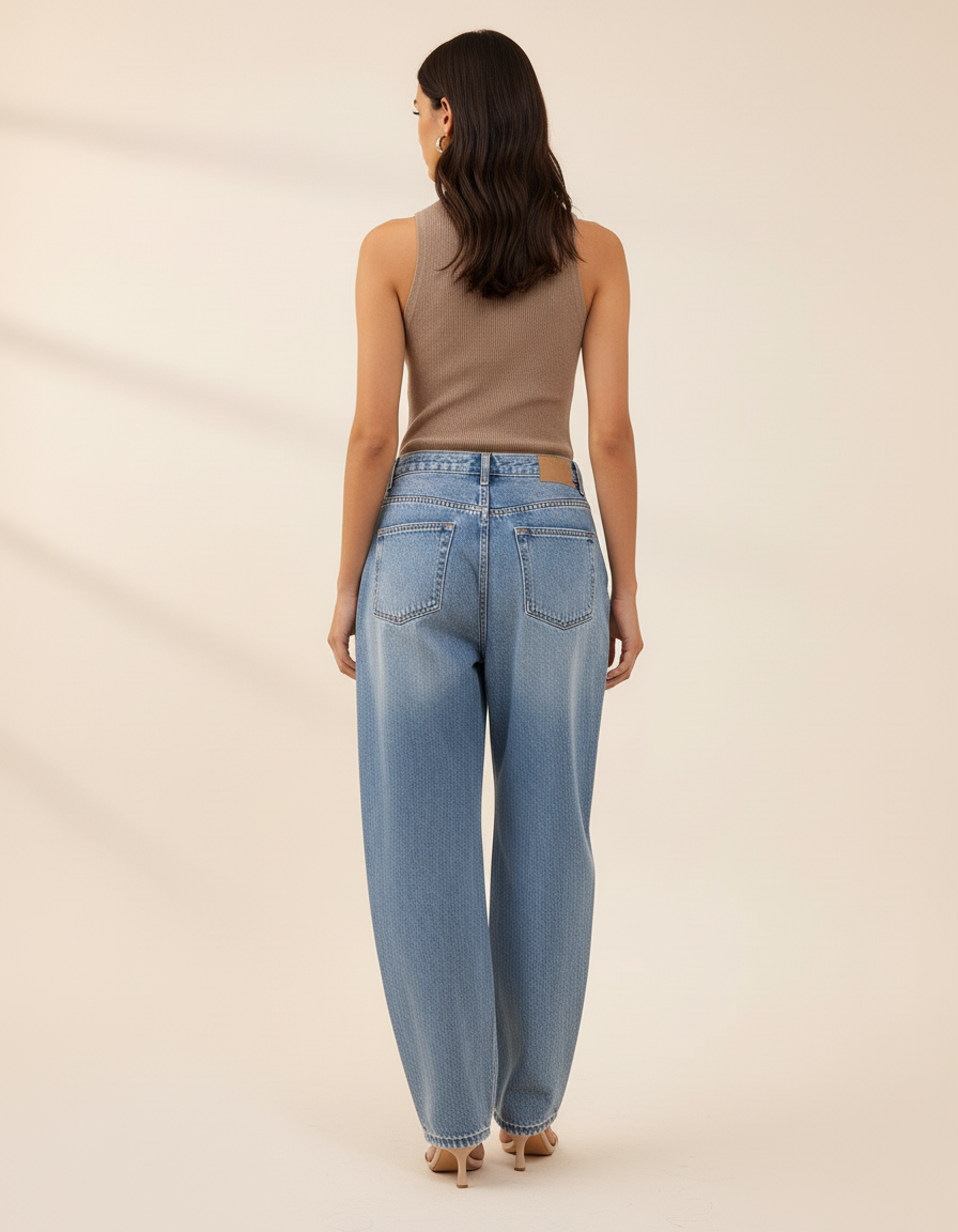 Pantalon Baggy Jean Clair Ample Manga Imprimé Rouge - Bleu - vue 2