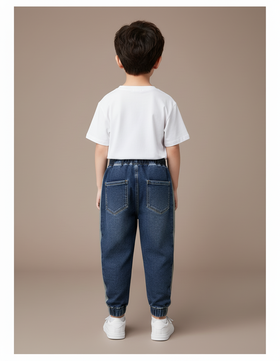 Pantalon Baggy Denim Bleu Ample Garçon Coton - Jean - vue 2
