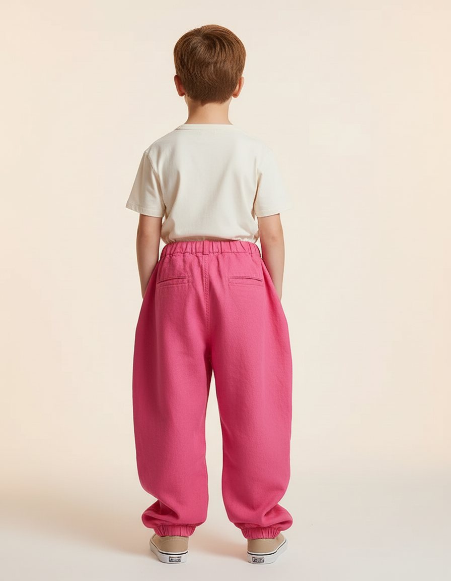Pantalon Baggy Rose Fuschia Ample Plissé Enfant - Coton - vue 2