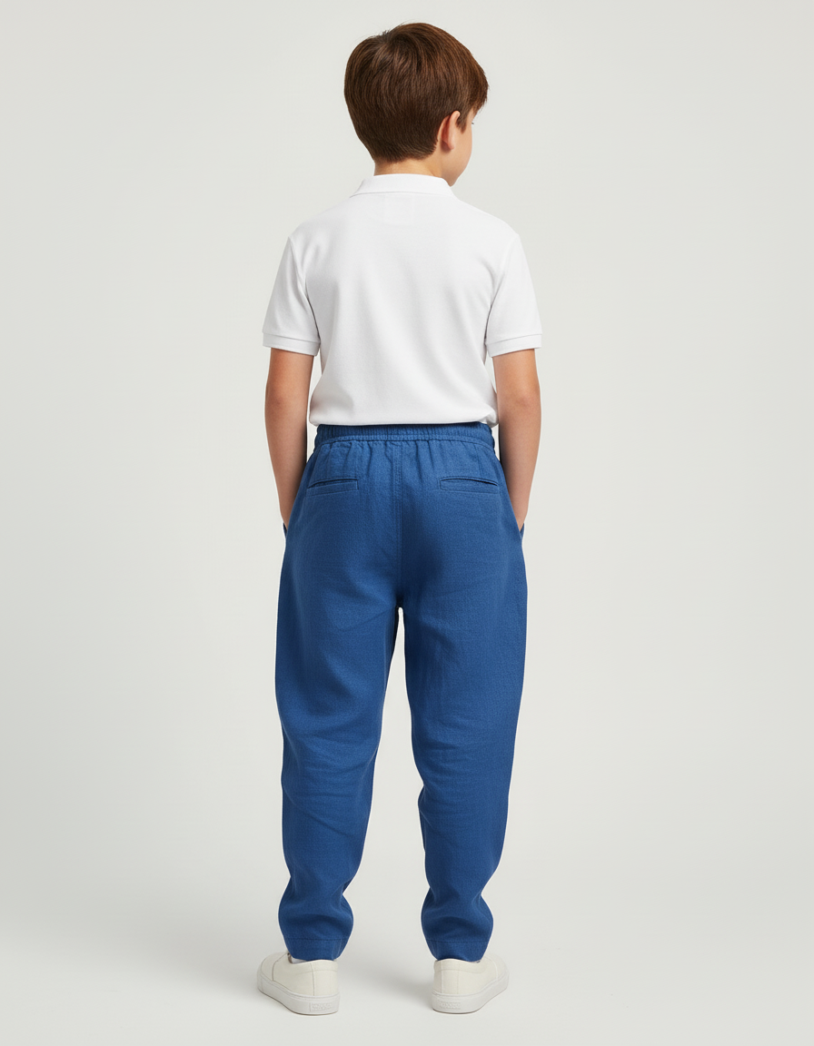 Pantalon Baggy Bleu Lin Décontracté Garçon - vue 2