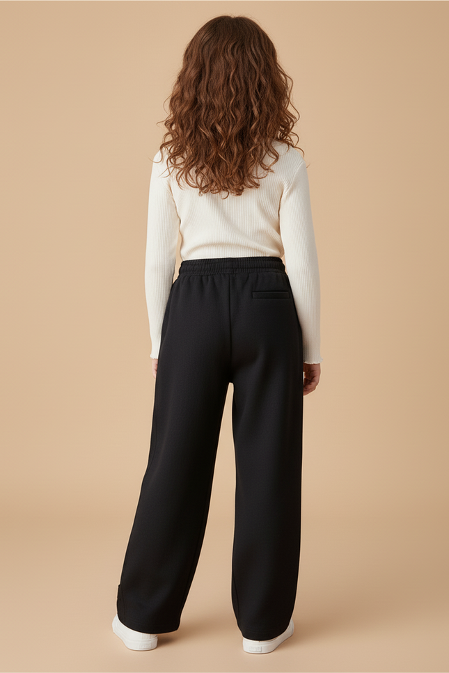 Pantalon Baggy Noir Ample Molleton Confortable Enfant - vue 2