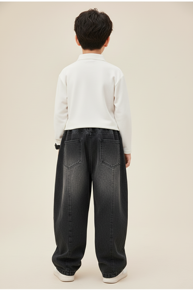 Pantalon Baggy Jean Gris Dégradé Ample Garçon - vue 2
