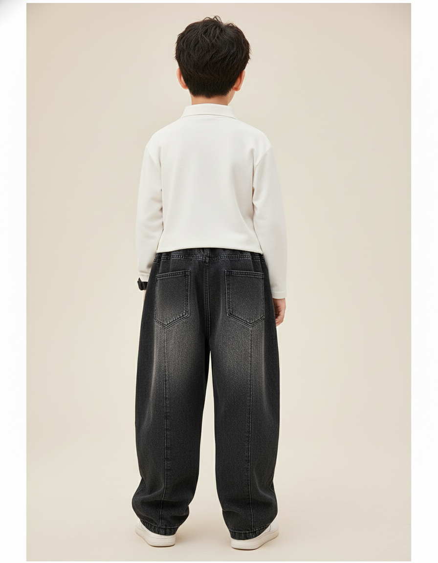 Pantalon Baggy Jean Gris Dégradé Ample Garçon - vue 2