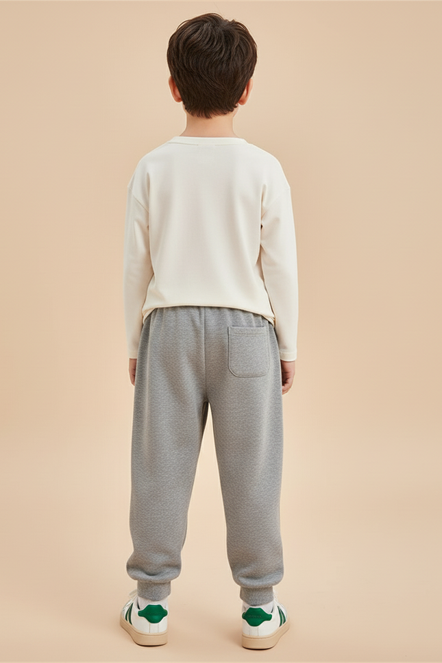 Pantalon Baggy Gris Molletonné Lettres Garçon Décontracté - vue 2