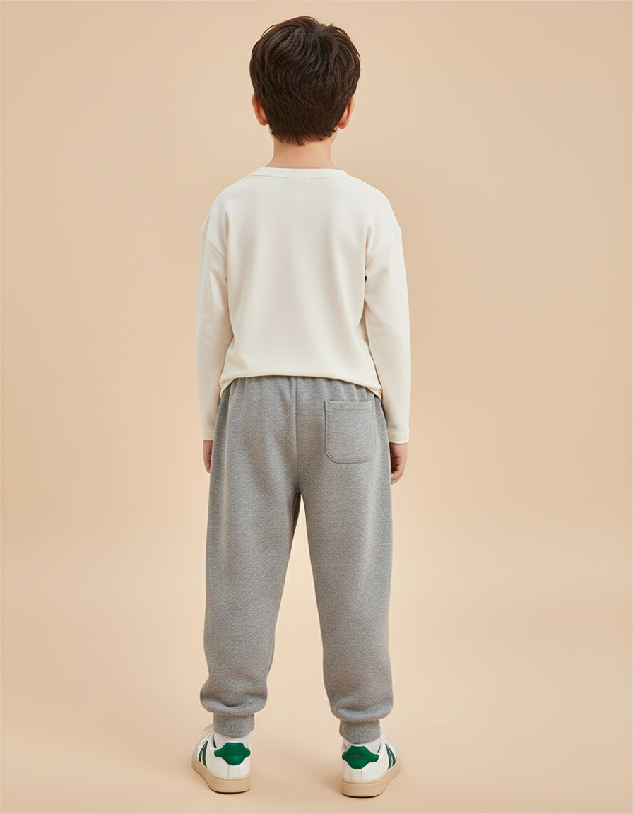 Pantalon Baggy Gris Molletonné Lettres Garçon Décontracté - vue 2