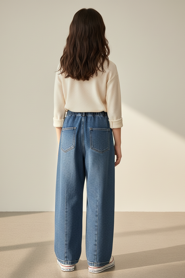 Pantalon Baggy Denim Bleu Ample Fille Décontracté - Jean - vue 2