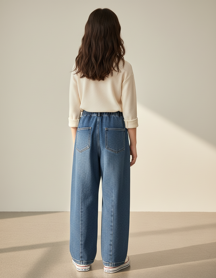 Pantalon Baggy Denim Bleu Ample Fille Décontracté - Jean - vue 2