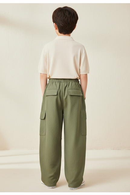 Pantalon Baggy Kaki Coton Ample Cargo Enfant - vue 2