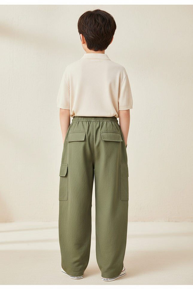 Pantalon Baggy Kaki Coton Ample Cargo Enfant - vue 2